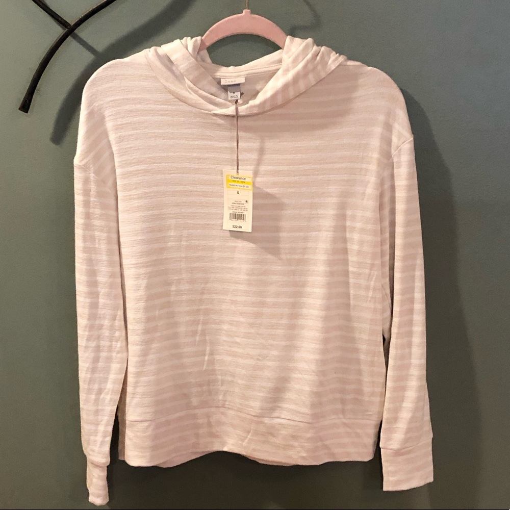 Tan & White Striped Lightweight Hoodie